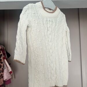 Cozy Knit Kids Casual Dress - White